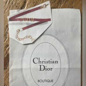 Christian Dior black leather Choker with silver hardware